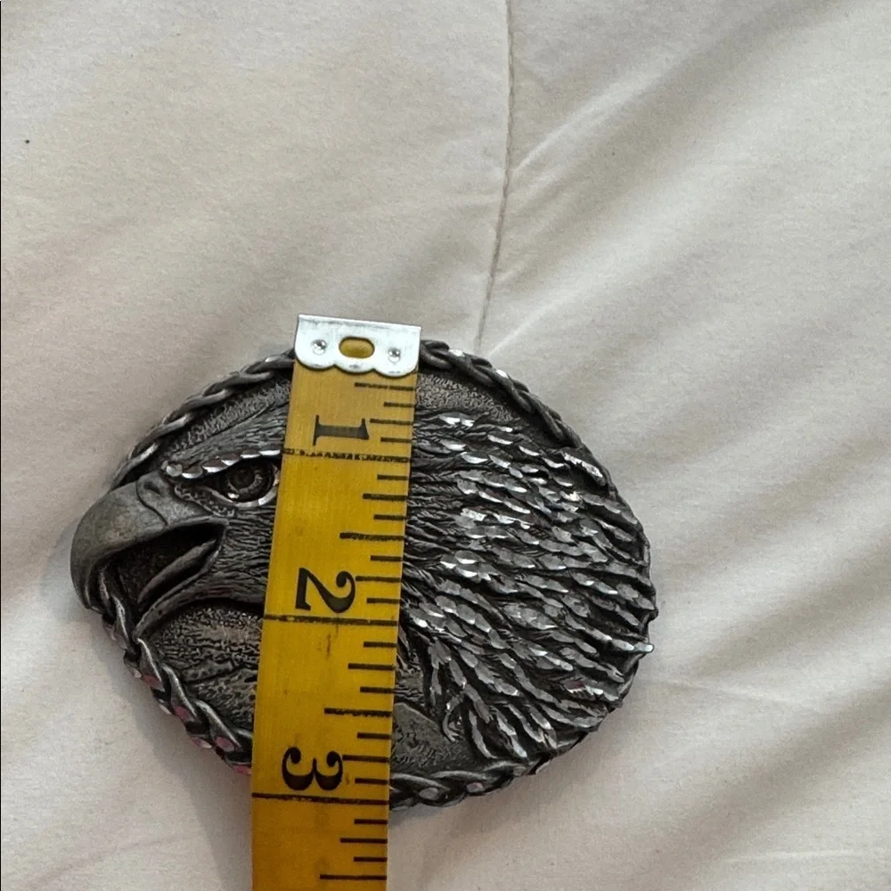 Eagle head over mountains pewter buckle made in USA 🇺🇸